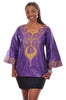 Purple African Dashiki Top with elaborate Embroidery-DP3548P
