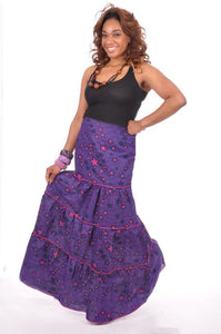 Elegant Purple and Fuchsia Stars African Print Skirt-DP3214S