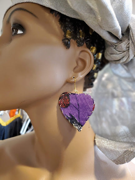 Purple and Red African Print Earrings-DP3766ER$