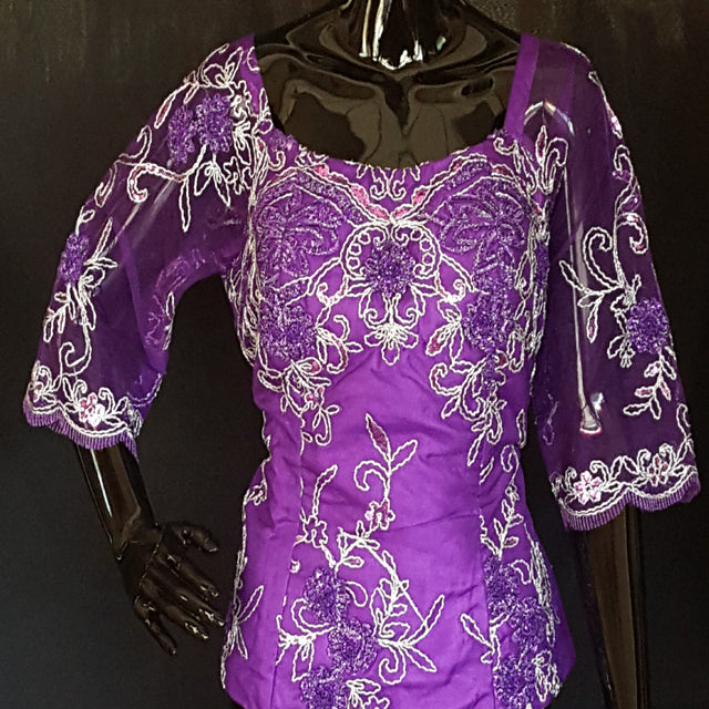 Purple and Silver African French Lace Top-DPS004TP