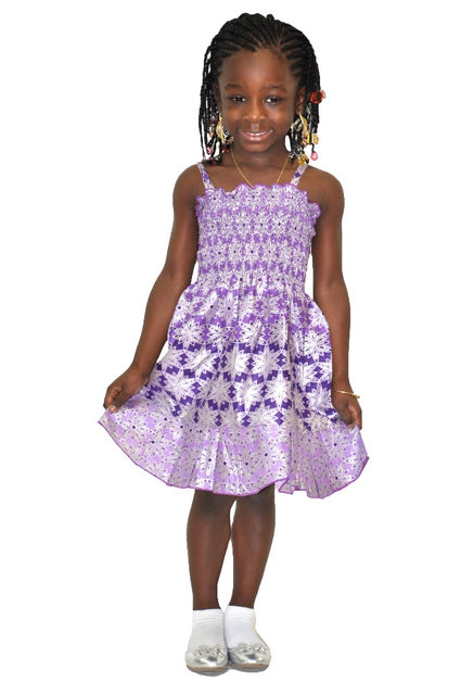 Purple African print Dress with Spaghetti straps for Girls