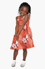 Red African Print Smocked Dress-DPCTW452