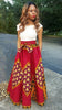 Red African Print Diamond High Waist Skirt-DP2687SK
