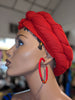 Red African Print Hoop Earrings-DPJ3975X