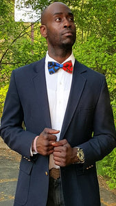 Blue Red African Print Bow Tie-DP3815BT