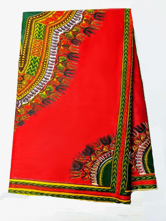 Red Dashiki African Print Fabric-DPAP3975