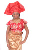 Red Beige Gold African Lace Top Only-DPIM037