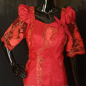 Red African French Lace with Gold Patterns-DPS007TP
