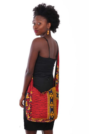 Red and Golden Yellow African Print Bag-DPPB2687