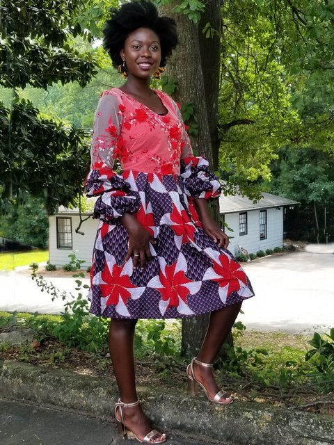 Dupsie's Exclusive African Lace Print Dress-DPX310
