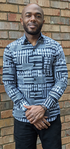 Etnek Kente African Print Button down Shirt-DP3227BWS