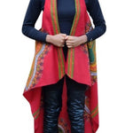 Esemole Red Dashiki African Print Fashion Shawl Wrap Vest with Armholes - DPPS3975