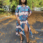Gracie African print Ankara button down Midi Shirt Dress - DP5004D1