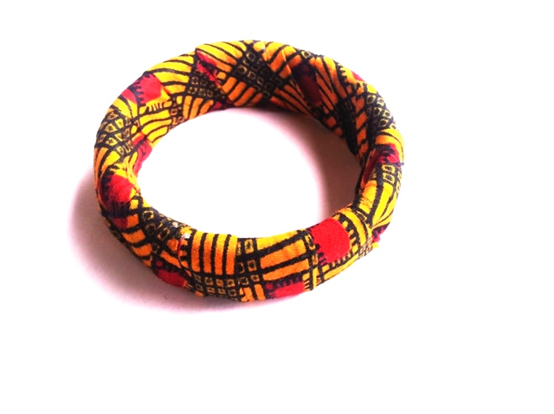 African Amber, Red and Black Wooden Bangle