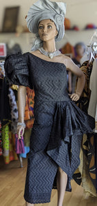 Juliana All Black African Lace Mono Sleeve Dress - DPXAL