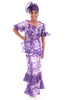 Purple Tie Dye and Voile Senegalese Wrapper Set for Women