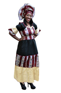 African Print and Dry Lace Dress - DPTW537