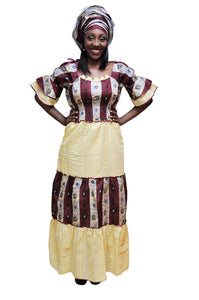Unique African Print and Dry-Lace Senegalese Dress-DPTW536