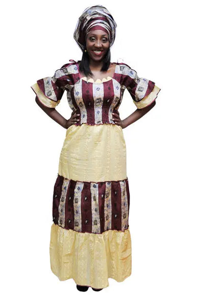 chinese dress ladies Unique Print and Dry-Lace Senegalese Dress-DPTW536