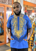 Tunji Blue Gold African Embroidered Shirt-DP3774DM