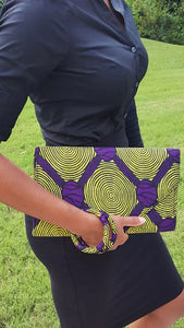 Yellow and Purple African Print Clutch-DP3775CL