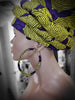 Yellow and Purple African Print Hoop Earrings-DP3775JL