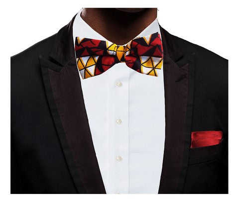 Red Diamond African Print Bow Tie-DP2687BT