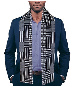 Black and white Kente African Print Stole-Sash