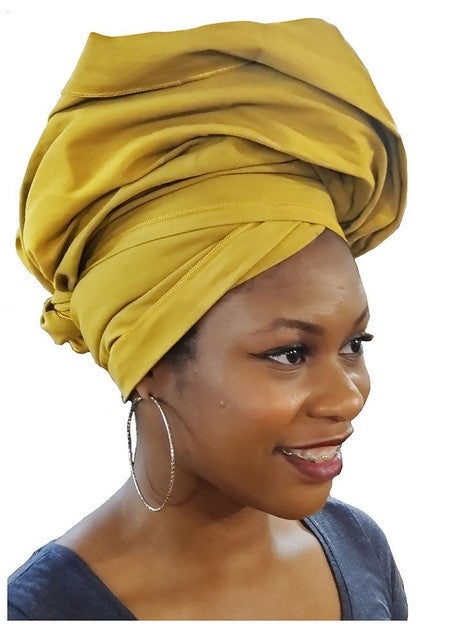 Gold Cotton African Head Wrap