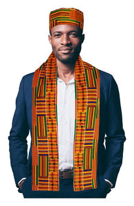 Kente African Print Hat and Sash - Scarf - Stole