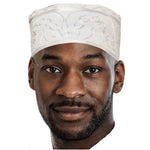 Off-White Adebo African Kufi Hat with White Embroidery DPH660