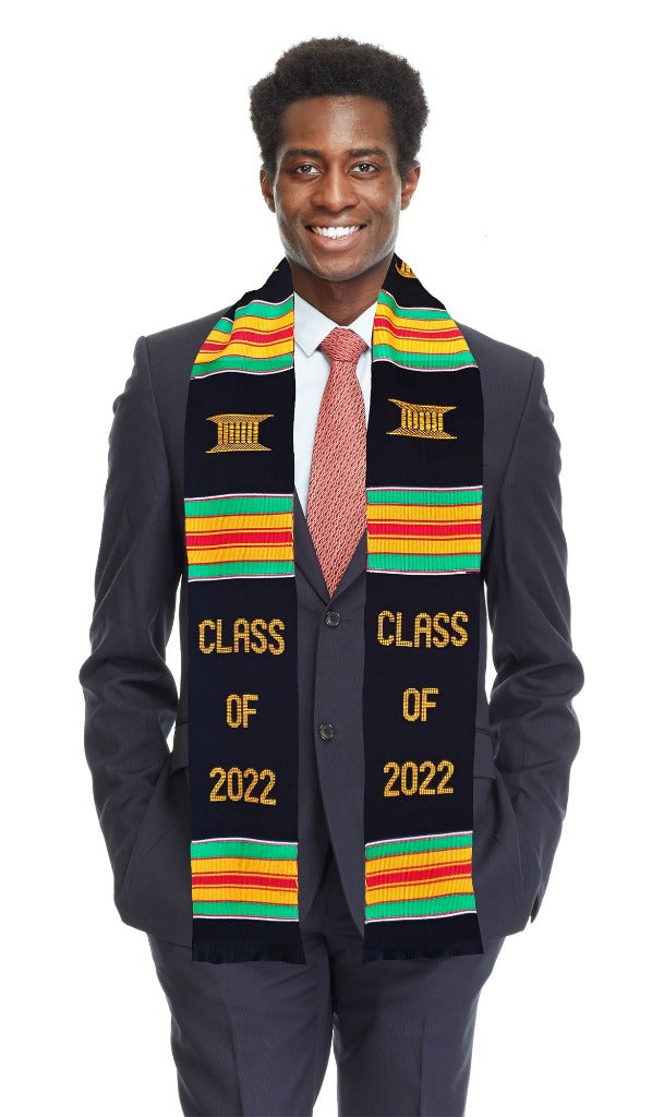 Class of 2022 Kente Cloth Stole / Sash. Graduation - Black