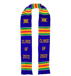 Class of 2022 Kente Cloth Stole / Sash. Graduation - Blue