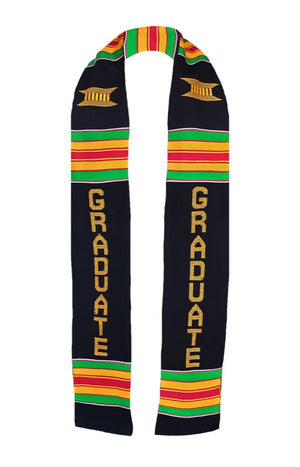 GRADUATE Kente Cloth Graduation Stole / Sash