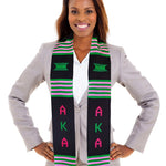 Black, Pink and Green Kente Cloth Stole / Sash. Graduation