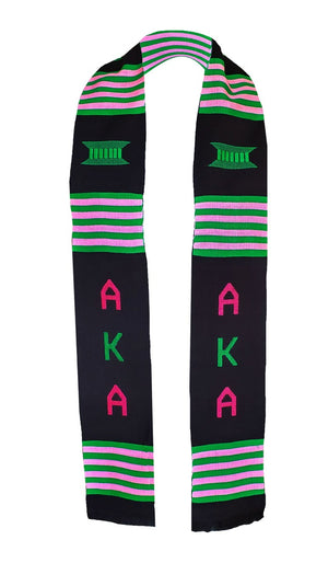 Black, Pink and Green Kente Cloth Stole / Sash. Graduation