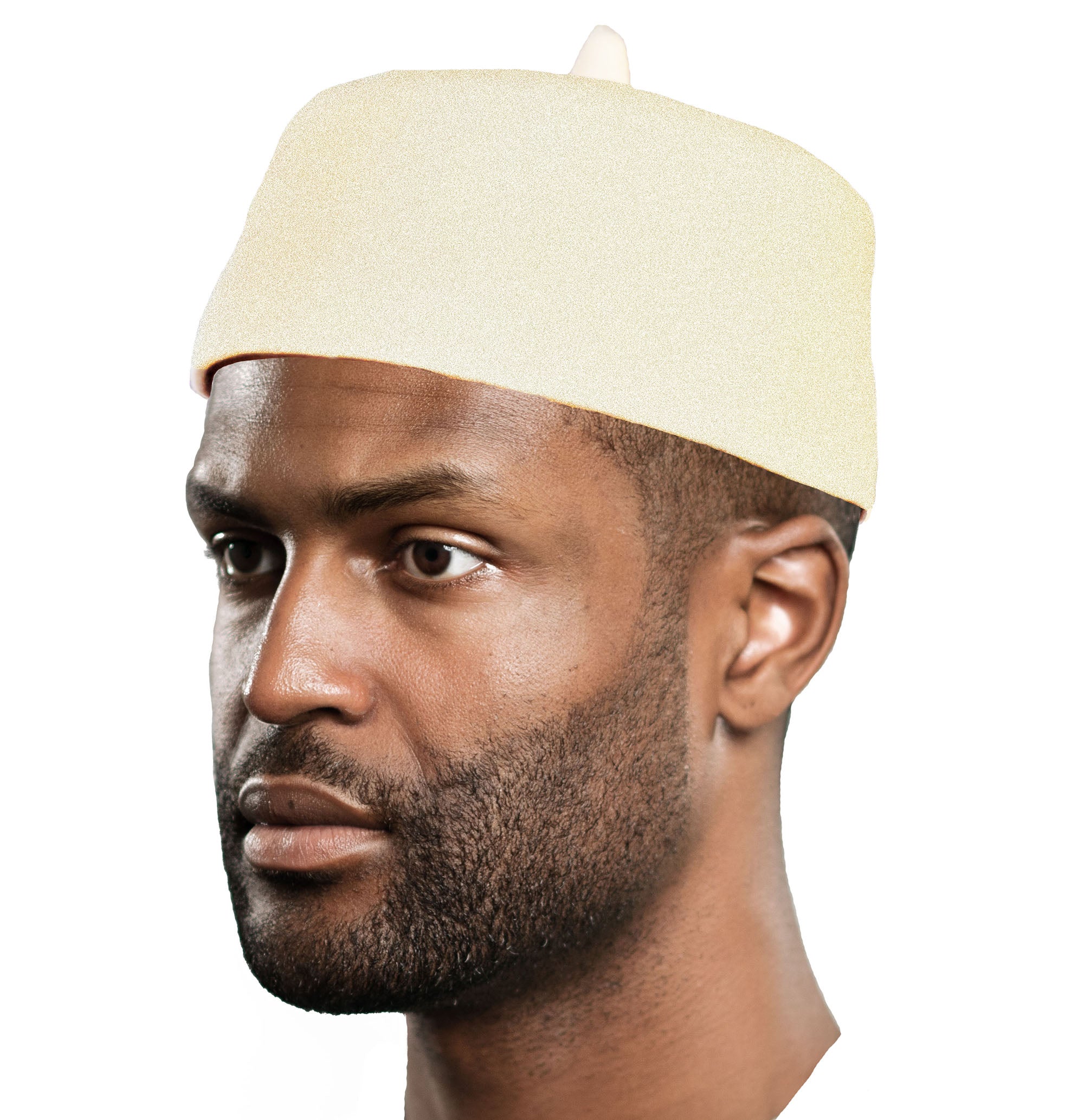 Off-White Merino Wool Felt Igbo Cap African Fez Kufi Hat