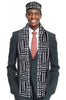 Black and White Kente African Print Hat and Stole/Sash/Scarf