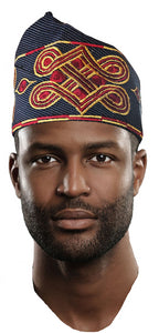 Navy-Blue-Embroidered-African-Hand-woven-Aso-Oke-Hat