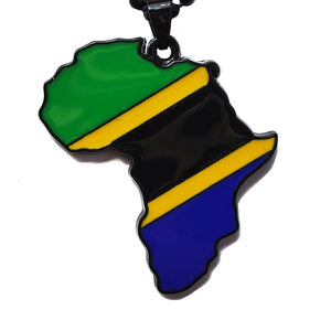 Tanzania Flag Pendant Necklace Africa Map Necklace