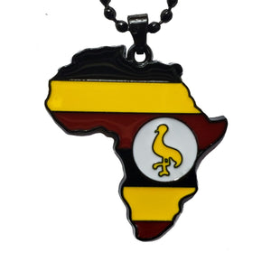 Uganda Flag Pendant Necklace Africa Map Necklace