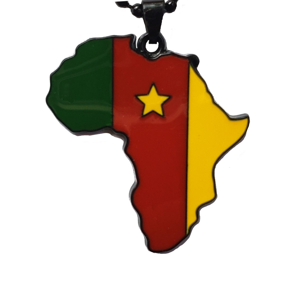 Cameroon Flag Pendant Necklace Africa Map Necklace