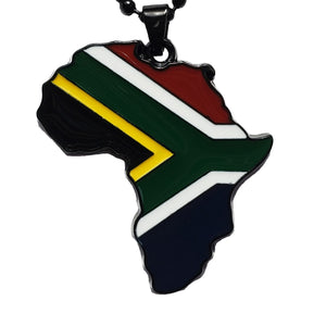 South Africa Flag Pendant Necklace Africa Map Necklace