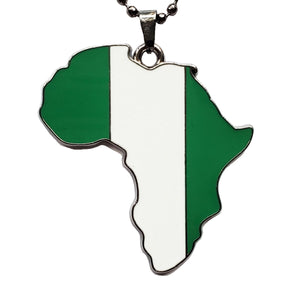 Nigeria Flag Pendant Necklace African Map Chain