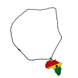 Ghana Flag Pendant Necklace African Map Chain