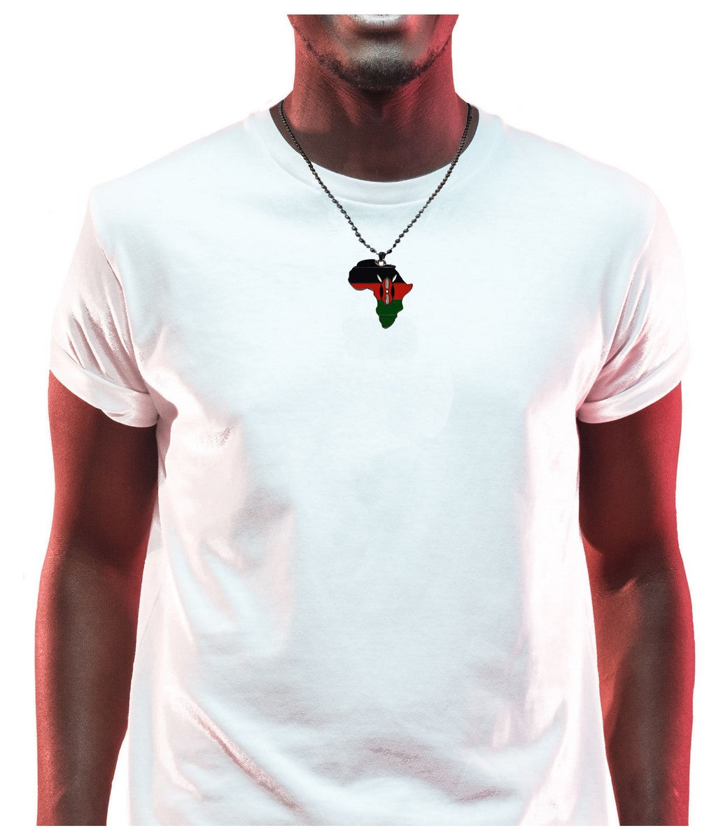Kenya Flag Pendant Necklace African Map Chain