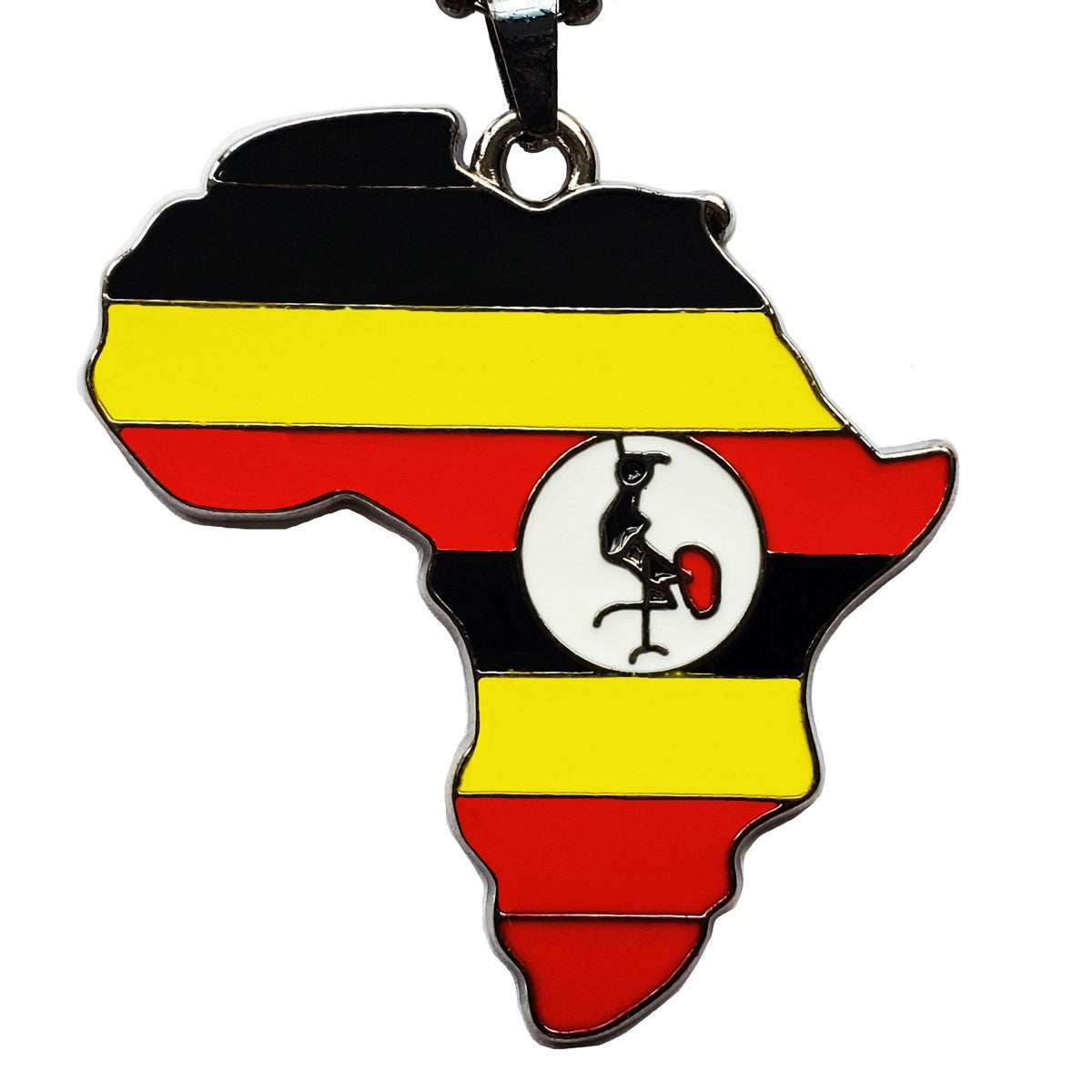 Uganda Flag Pendant Necklace African Map Chain