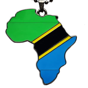 Tanzania Flag Pendant Necklace African Map Chain