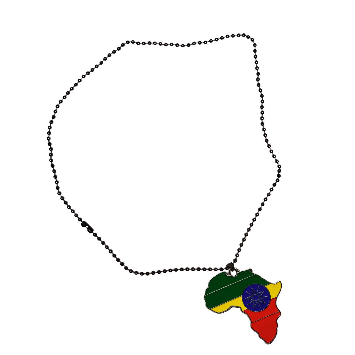Ethiopia Flag Pendant Necklace African Map Chain