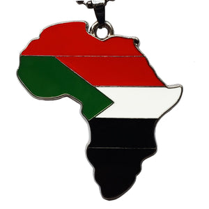 Sudan Flag Pendant Necklace Africa Map Chain